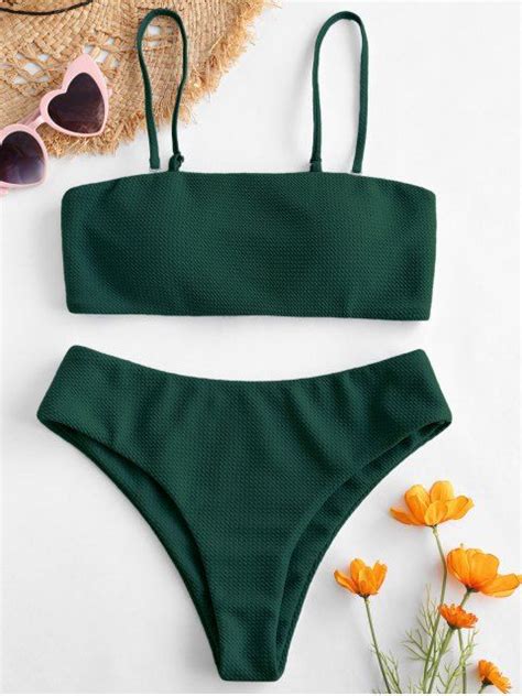 Textured Stretch Bandeau Bikini Top 